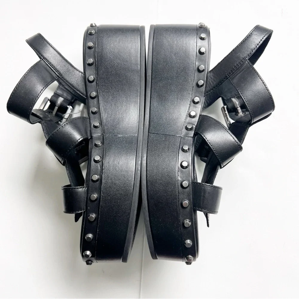 GEOX Shakima Platform Sandal In Black Retro Grunge New Womens Shoes